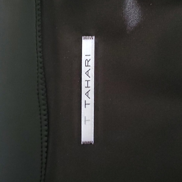 T Tahari - Jacket with leather trimming and black/white weave embroidery. - Picture 3 of 8